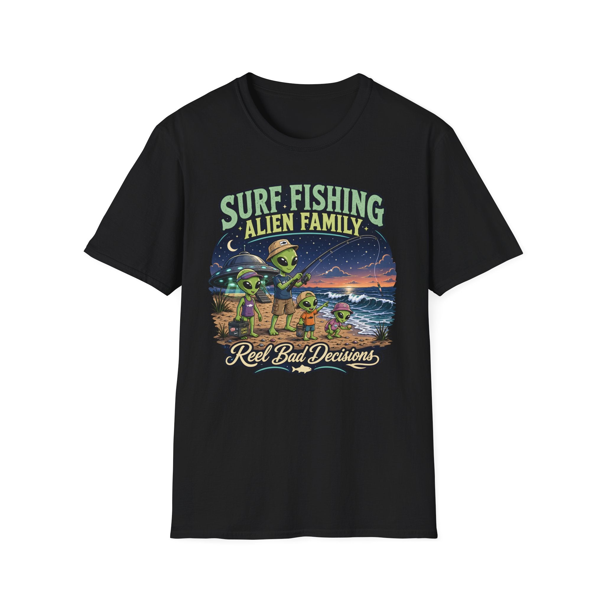 Surf Fishing Alien Family T-Shirt