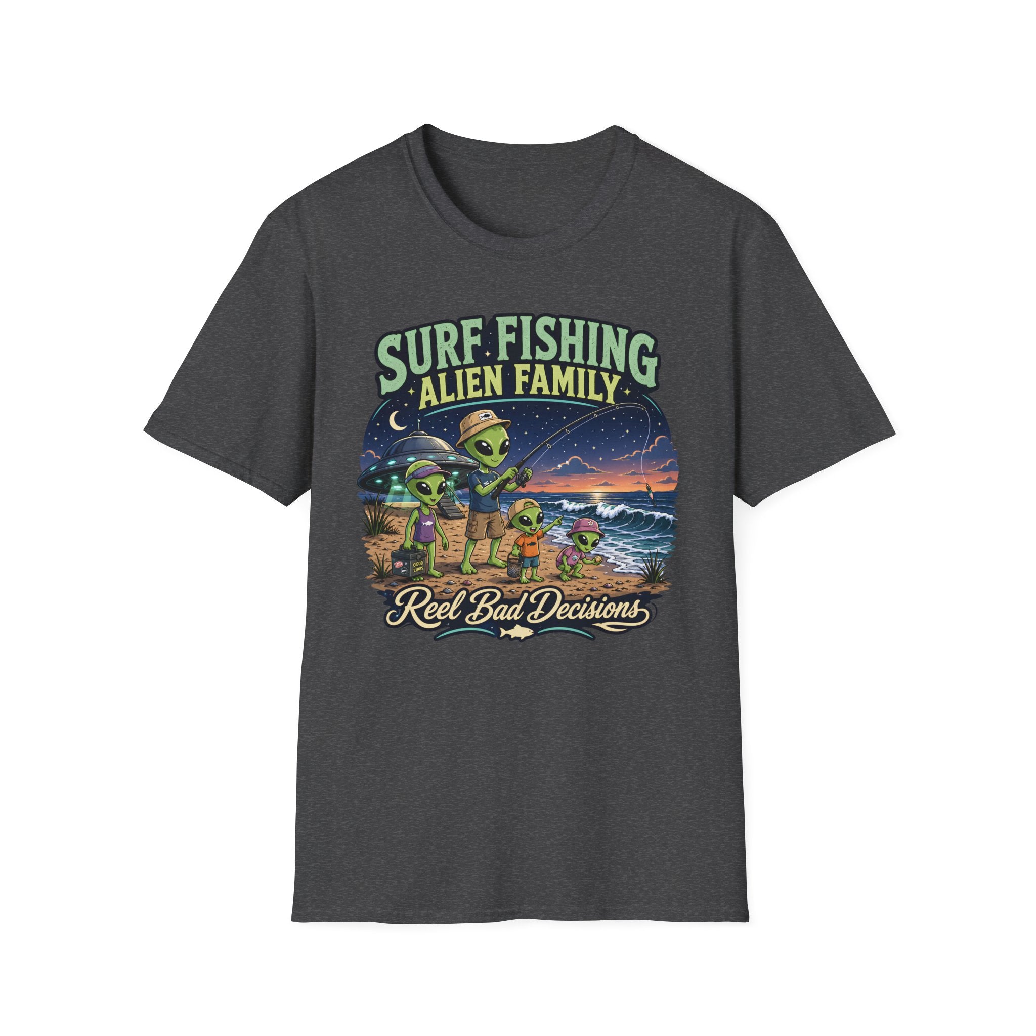 Surf Fishing Alien Family T-Shirt