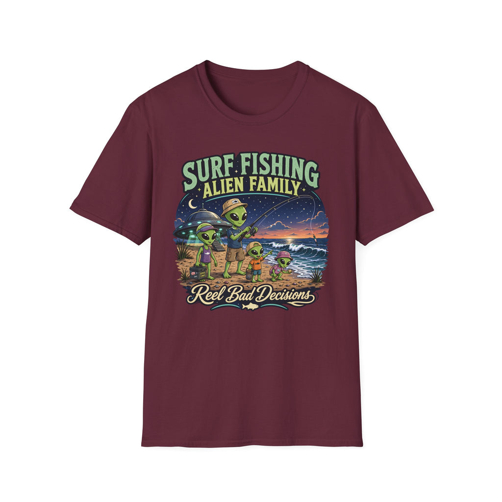 Surf Fishing Alien Family T-Shirt