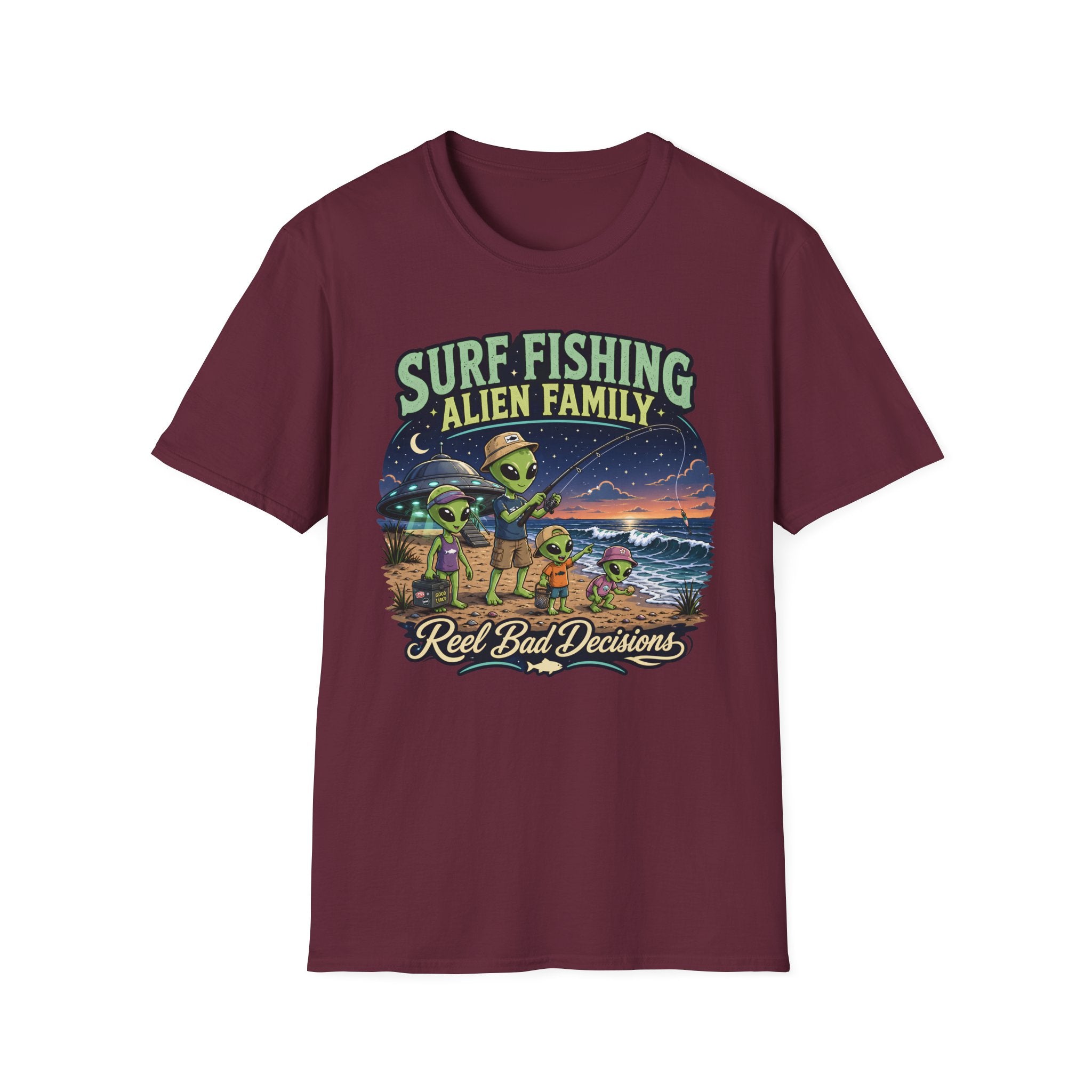 Surf Fishing Alien Family T-Shirt