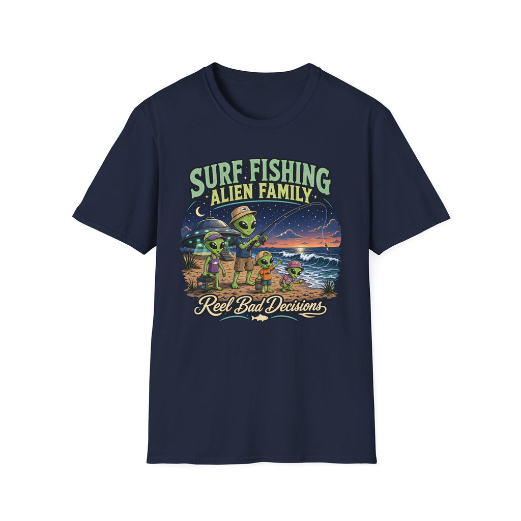 Surf Fishing Alien Family T-Shirt