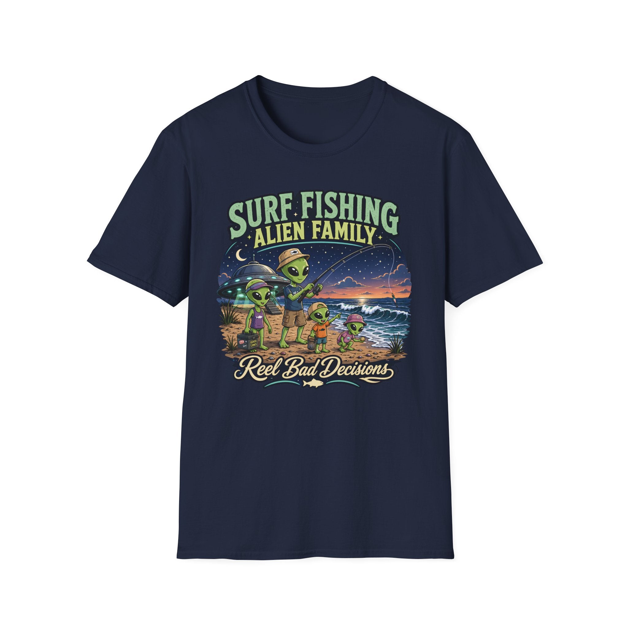 Surf Fishing Alien Family T-Shirt