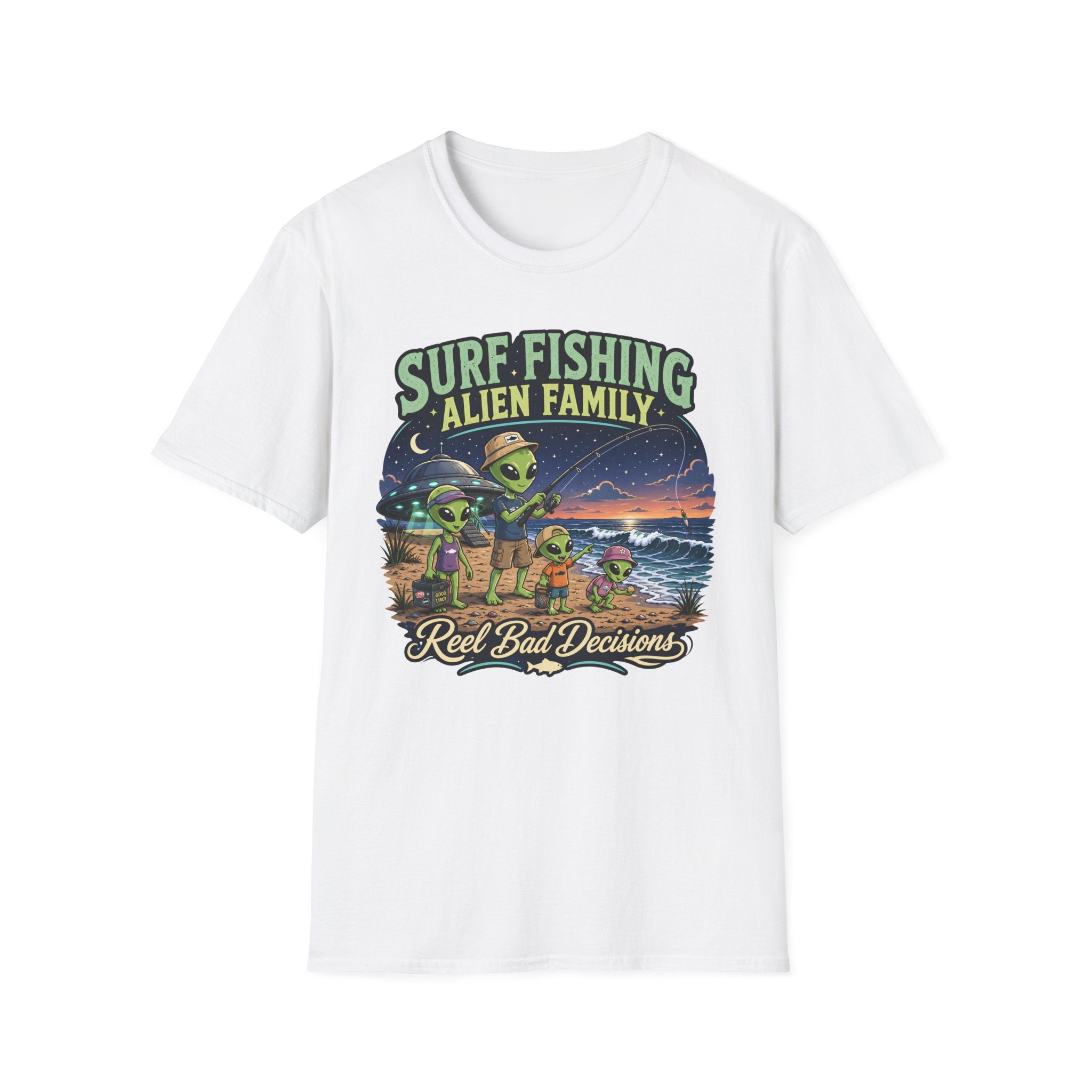 Surf Fishing Alien Family T-Shirt