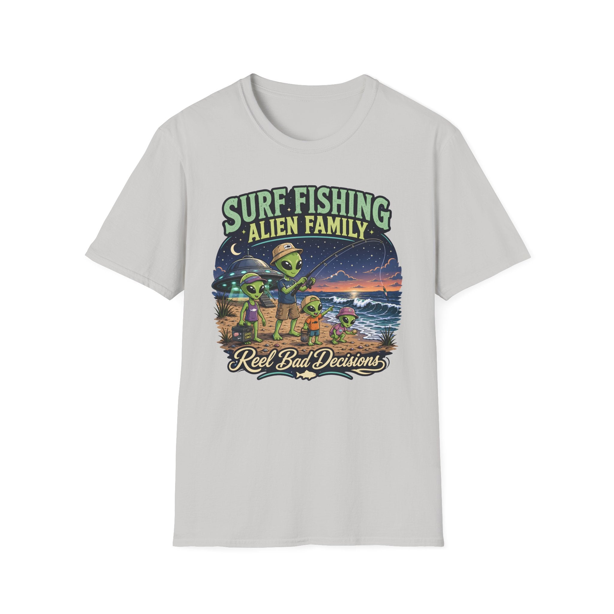 Surf Fishing Alien Family T-Shirt
