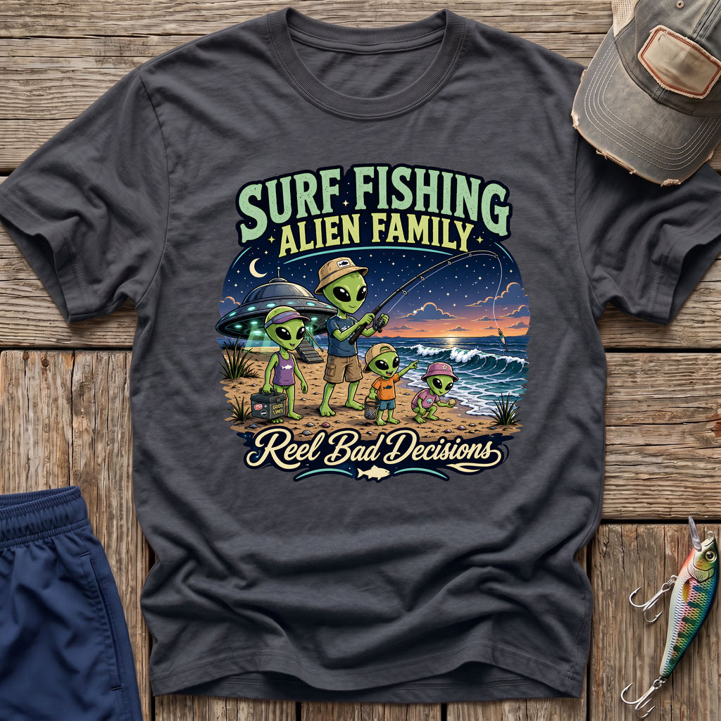 Surf Fishing Alien Family T-Shirt