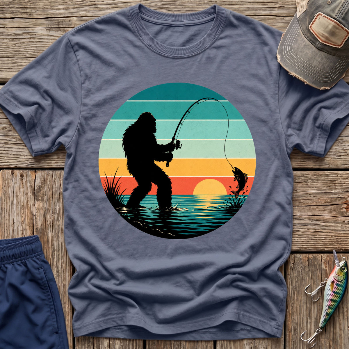 Bigfoot Fish On T-Shirt