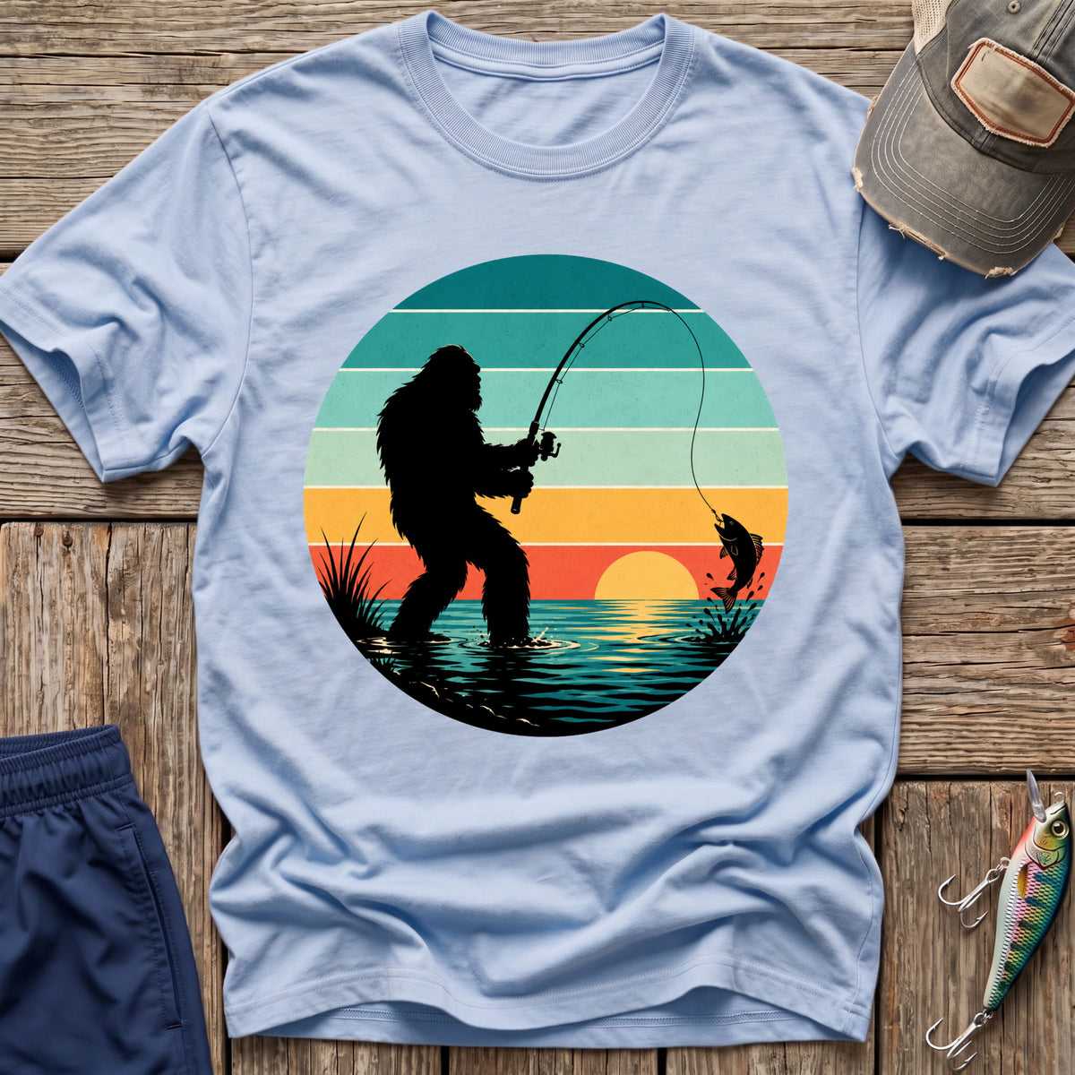 Bigfoot Fish On T-Shirt