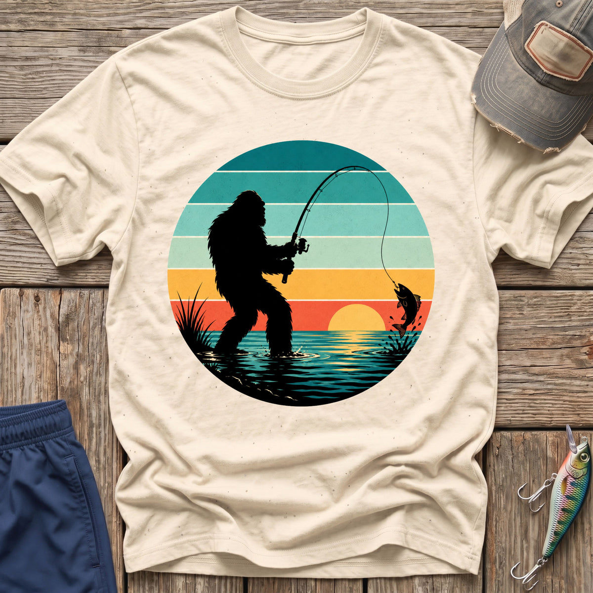 Bigfoot Fish On T-Shirt
