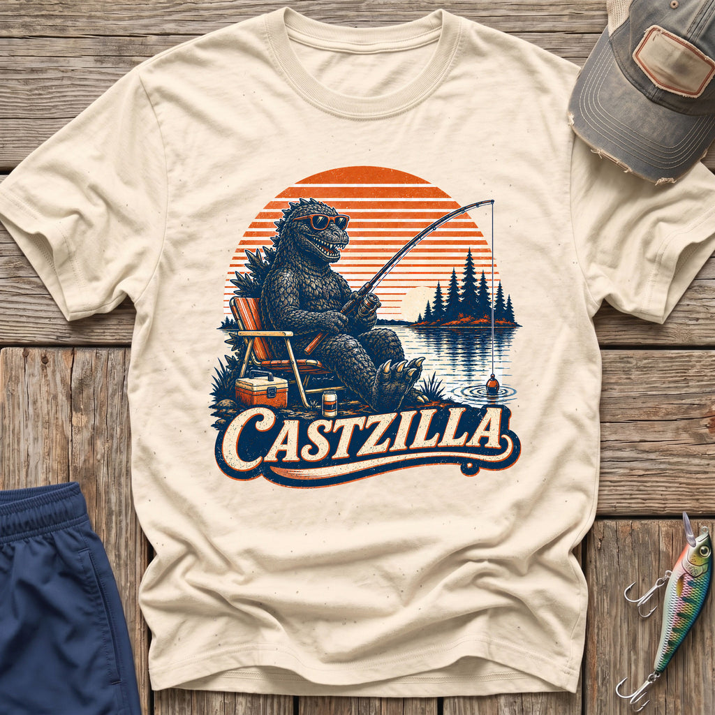 Castzilla Fishing T-Rex T-Shirt